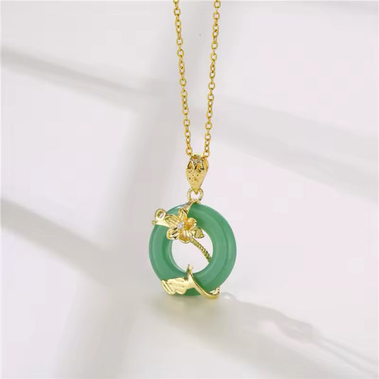 Garden Jade Pendant Gold Necklace